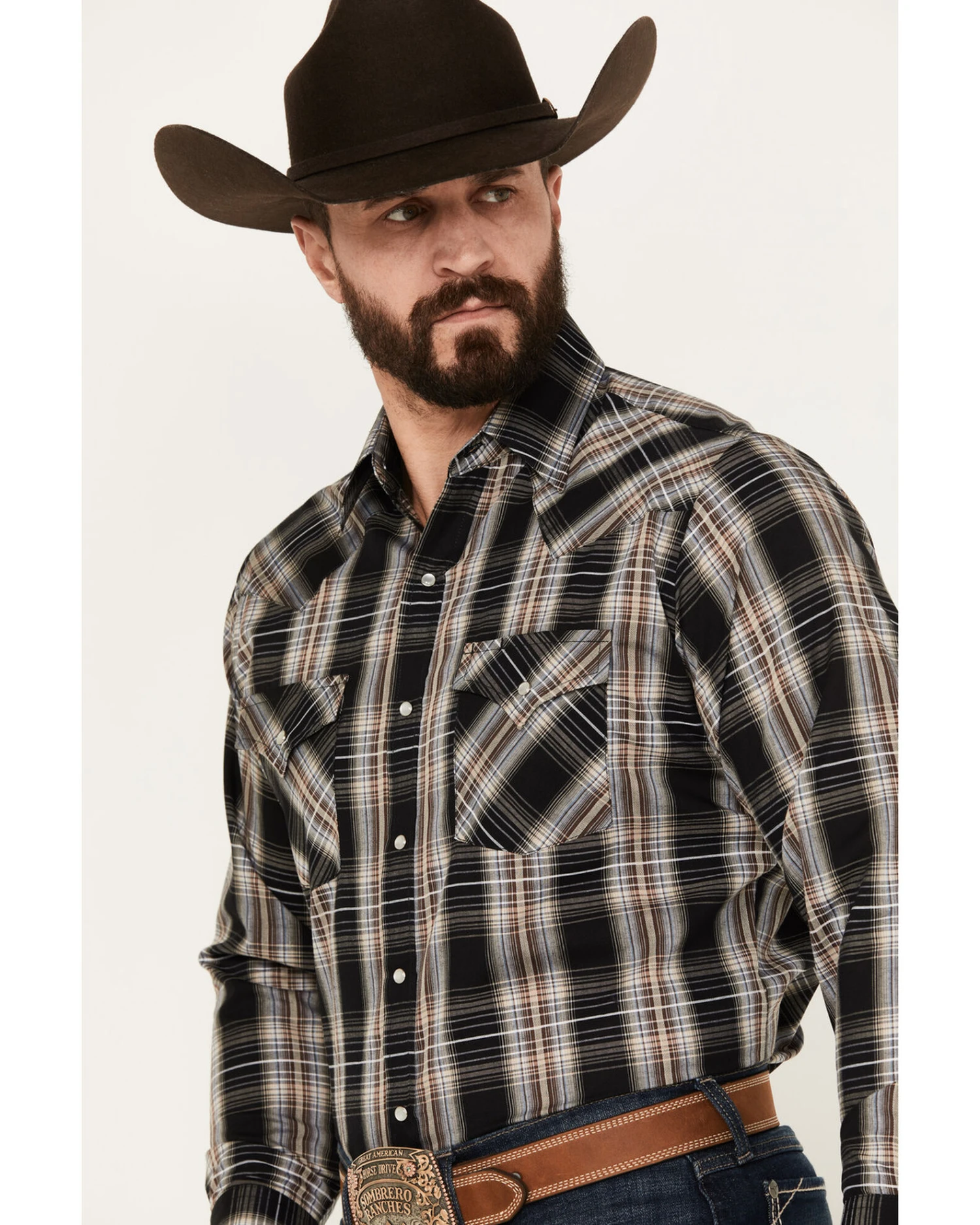 Ely Walker Men's Plaid Print Long Sleeve Western Snap Shirt - Tall 4 Ely Walker Men's Plaid Print Long Sleeve Western Snap Shirt - Tall - Image 2