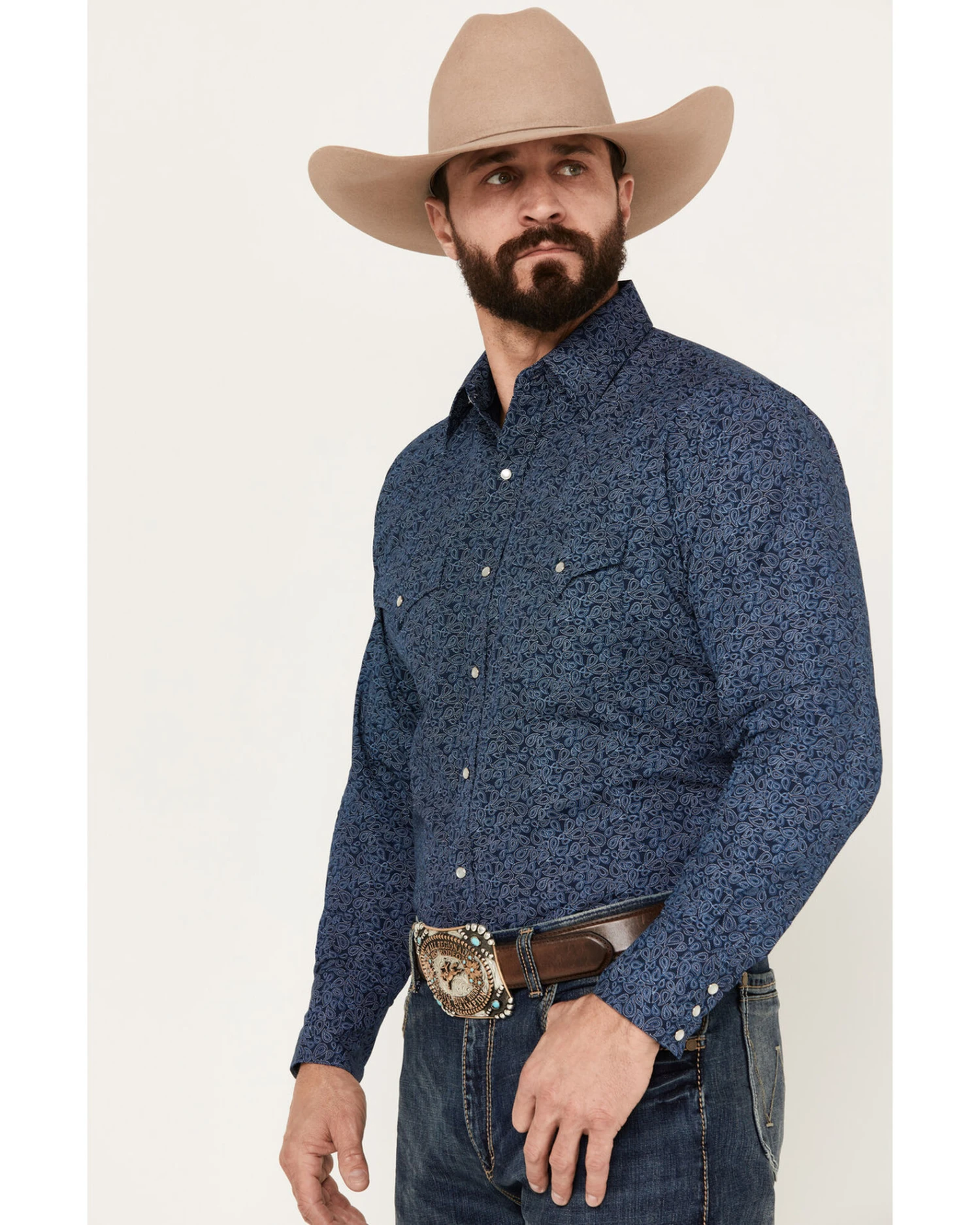 Ely Walker Men's Paisley Print Long Sleeve Western Snap Shirt 4 Ely Walker Men's Paisley Print Long Sleeve Western Snap Shirt - Image 2