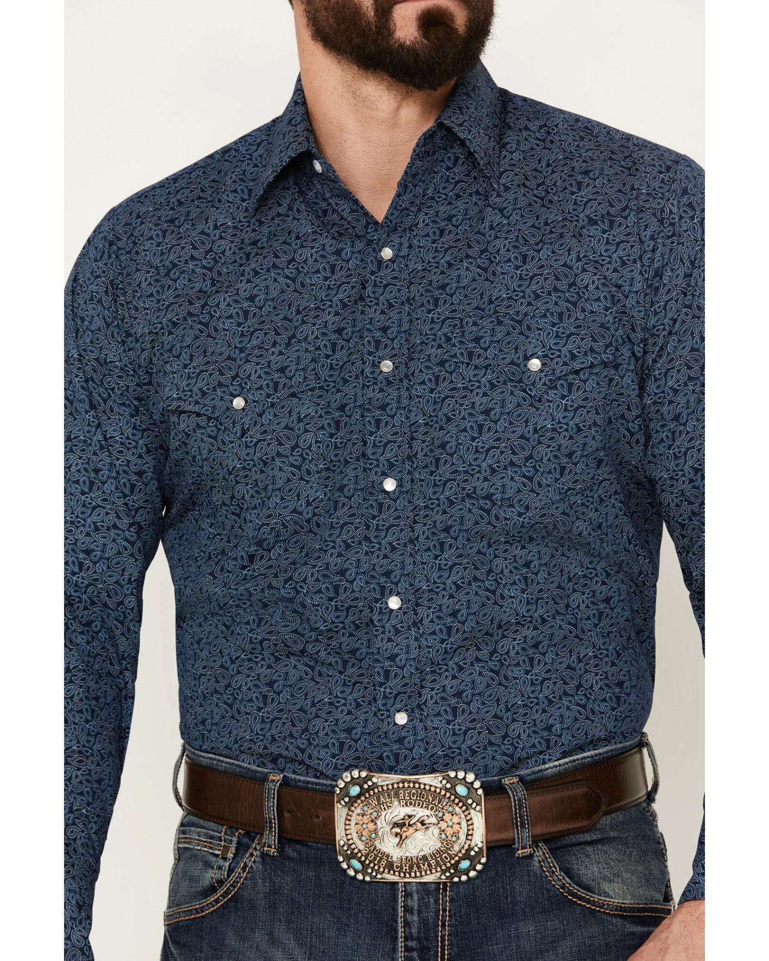 Ely Walker Men's Paisley Print Long Sleeve Western Snap Shirt 5 Ely Walker Men's Paisley Print Long Sleeve Western Snap Shirt - Image 3