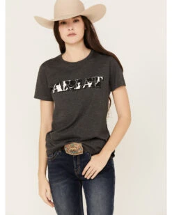 Ariat Women's Cow Print Logo Short Sleeve Graphic Tee