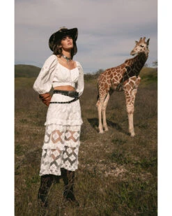 Shyanne Women's Diamond Embroidered Mesh Skirt