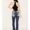 Miss Me Women's Dark Wash Mid Rise Fleur De Lis Bootcut Denim Jeans -Cowboy Wear Shop 2000387028 416 P1