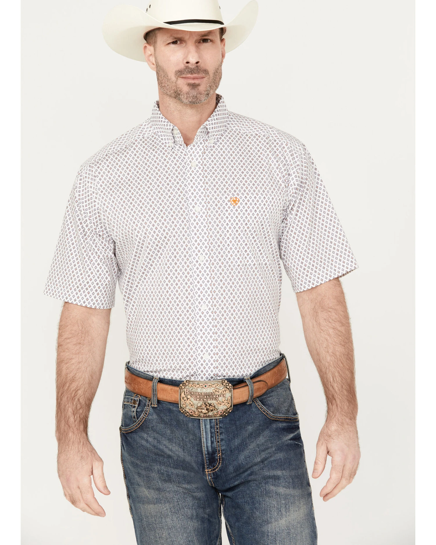 Ariat Men's Mayson Diamond Geo Print Short Sleeve Button Down Western Shirt - Tall 3 Ariat Men's Mayson Diamond Geo Print Short Sleeve Button Down Western Shirt - Tall