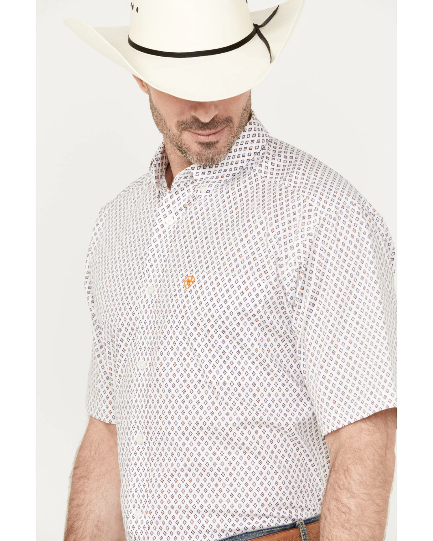 Ariat Men's Mayson Diamond Geo Print Short Sleeve Button Down Western Shirt - Tall 4 Ariat Men's Mayson Diamond Geo Print Short Sleeve Button Down Western Shirt - Tall - Image 2