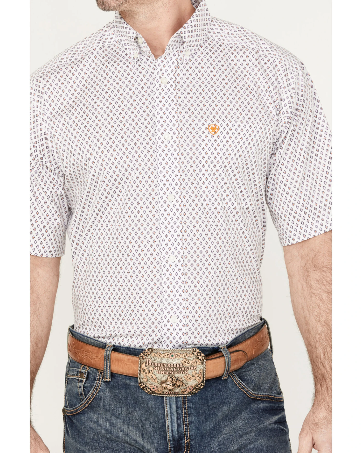 Ariat Men's Mayson Diamond Geo Print Short Sleeve Button Down Western Shirt - Tall 5 Ariat Men's Mayson Diamond Geo Print Short Sleeve Button Down Western Shirt - Tall - Image 3