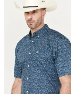 Ariat Men's Wrinkle Free Emmitt Print Button Down Short Sleeve Western Shirt -Cowboy Wear Shop 2000387260 442 P2