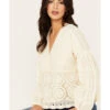 Miss Me Women's Crochet Long Sleeve Top -Cowboy Wear Shop 2000387327 110 P1
