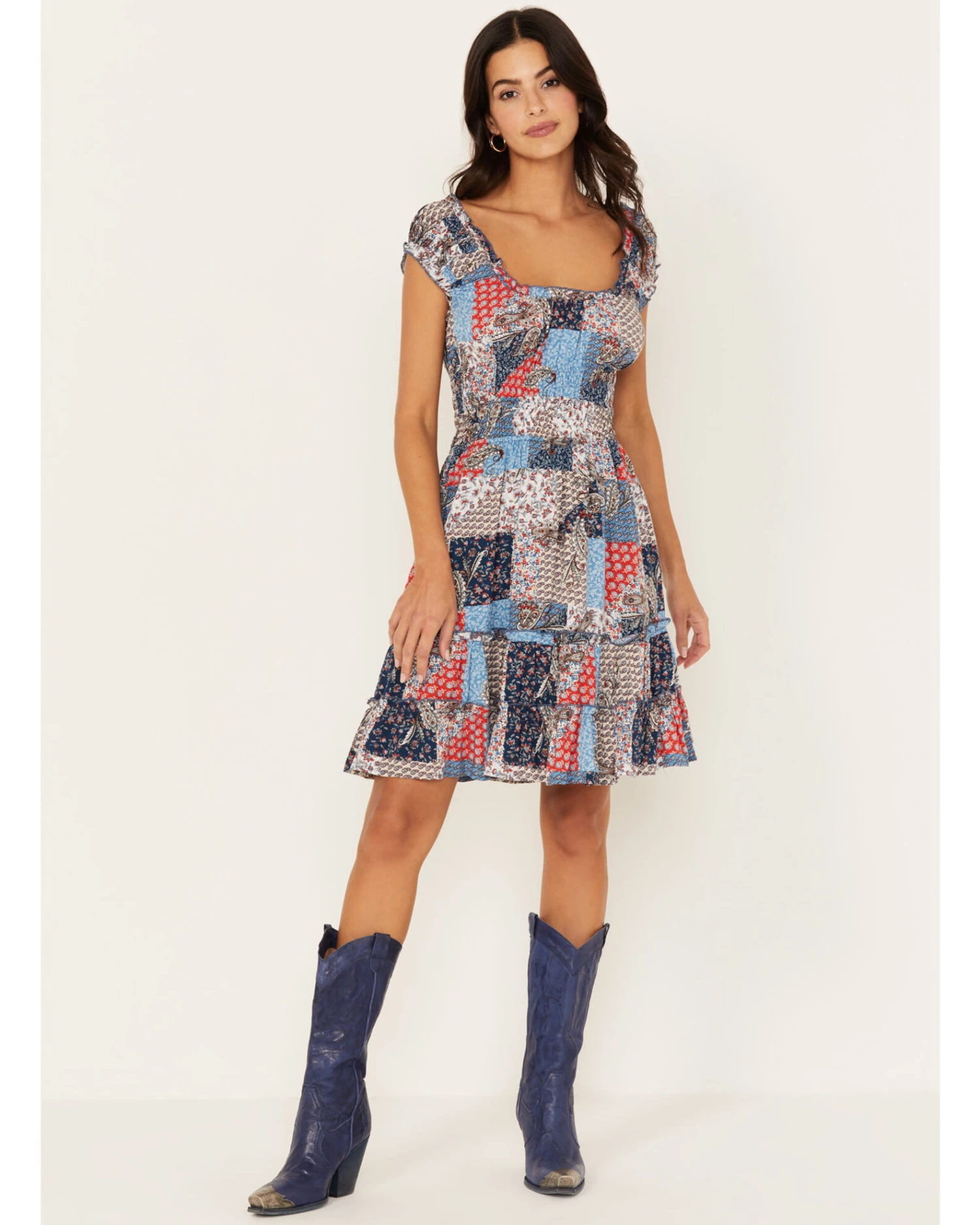 Wild Moss Women's Patchwork Print Dress 3 Wild Moss Women's Patchwork Print Dress