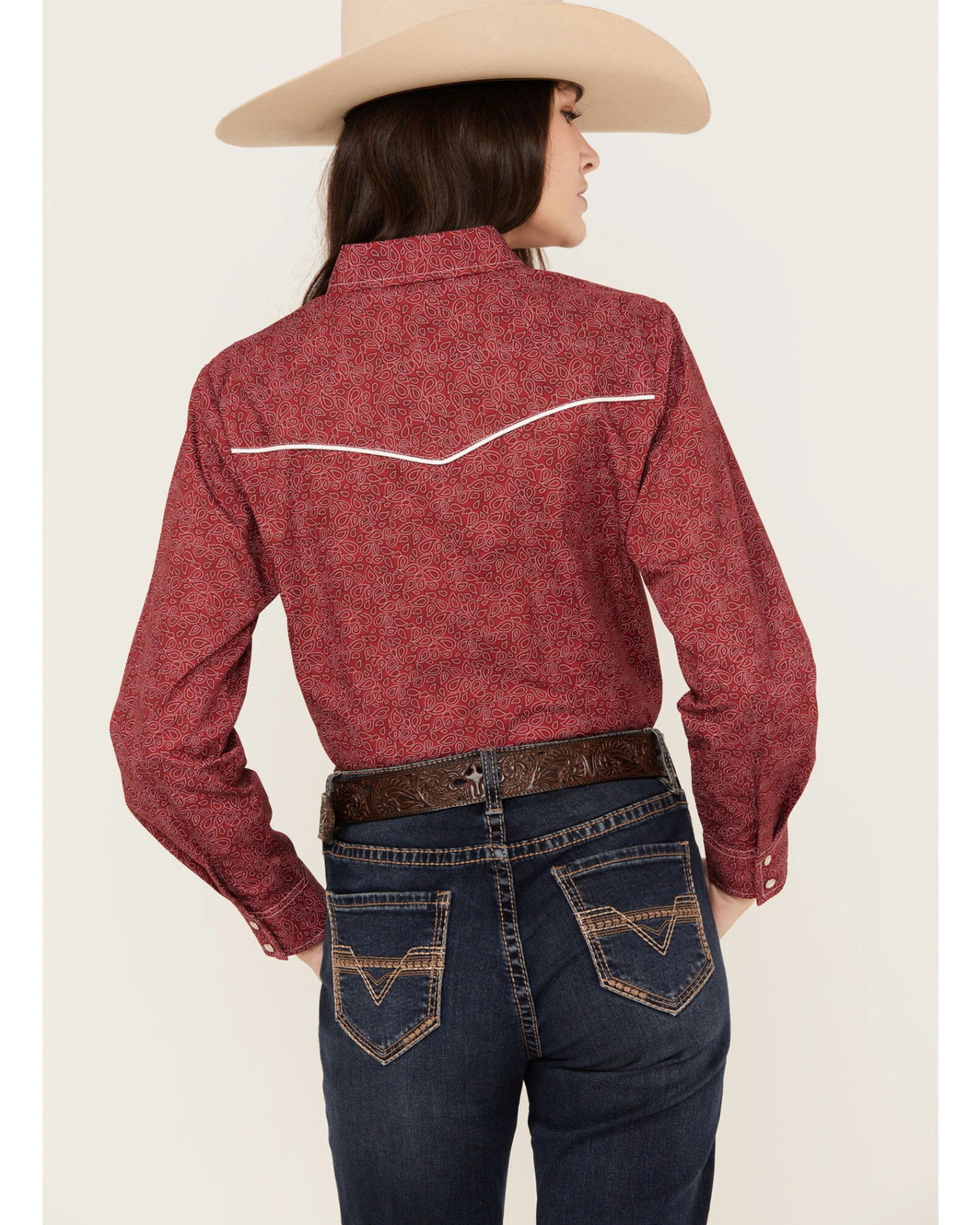 Ely Walker Women's Long Sleeve Paisley Print Western Pearl Snap Shirt 6 Ely Walker Women's Long Sleeve Paisley Print Western Pearl Snap Shirt - Image 4