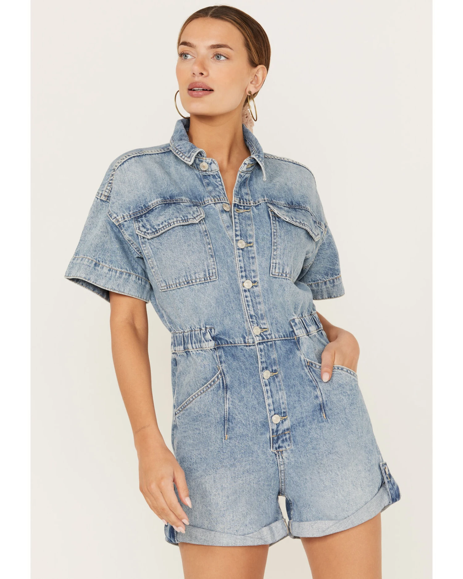 Free People Women's Marci Denim Shortall 4 Free People Women's Marci Denim Shortall - Image 2