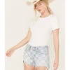 Lucky Brand Women's Light Wash Speedway Checkered Mid Rise Distressed Shorts -Cowboy Wear Shop 2000388111 412 P1