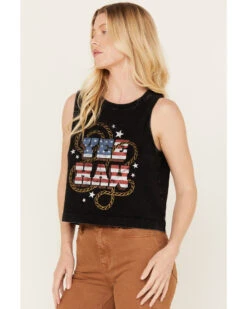 White Crow Women's Yeehaw Americana Cropped Graphic Tank -Cowboy Wear Shop 2000388269 001 P3