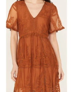 Shyanne Women's Floral Lace Split Leg Maxi Dress -Cowboy Wear Shop 2000389089 200 P3