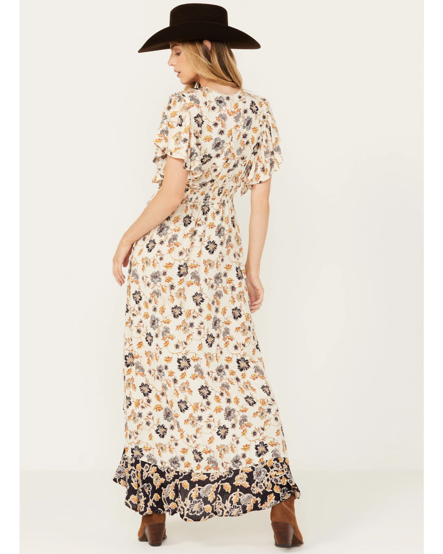 Angie Women's Flutter Sleeve Floral Border Print Dress 6 Angie Women's Flutter Sleeve Floral Border Print Dress - Image 4