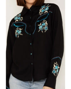 Scully Women's Floral Embroidered Long Sleeve Snap Western Shirt -Cowboy Wear Shop 2000393053 001 P3