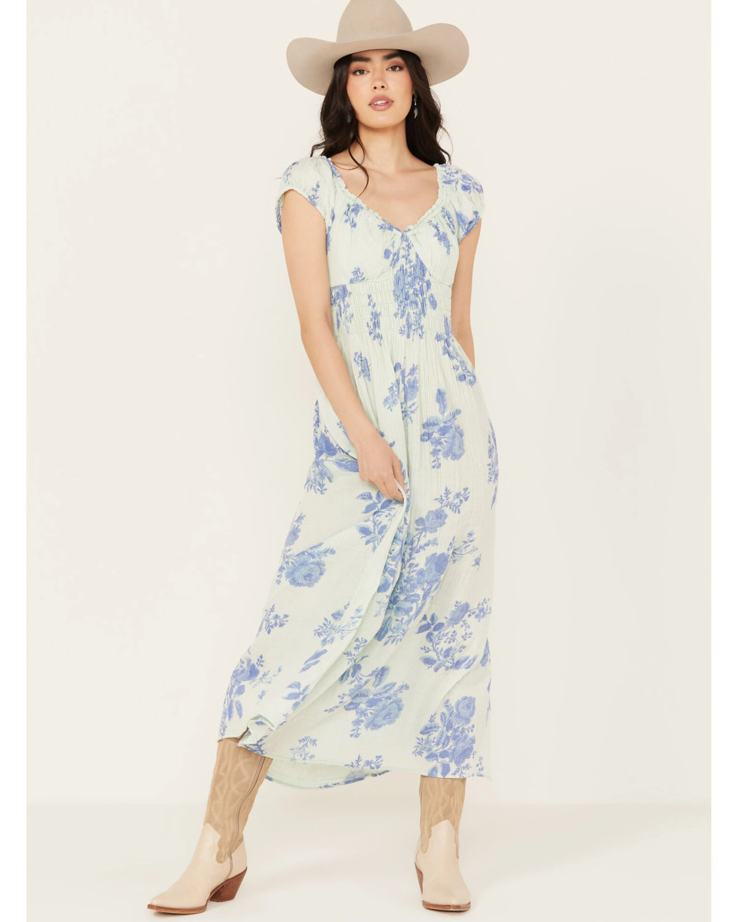 Free People Women's Floral Forget Me Not Midi Dress 3 Free People Women's Floral Forget Me Not Midi Dress