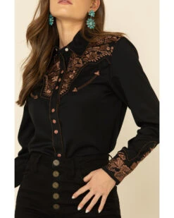 Scully Women's Floral Embroidered Long Sleeve Western Shirt -Cowboy Wear Shop 658137 89 P3